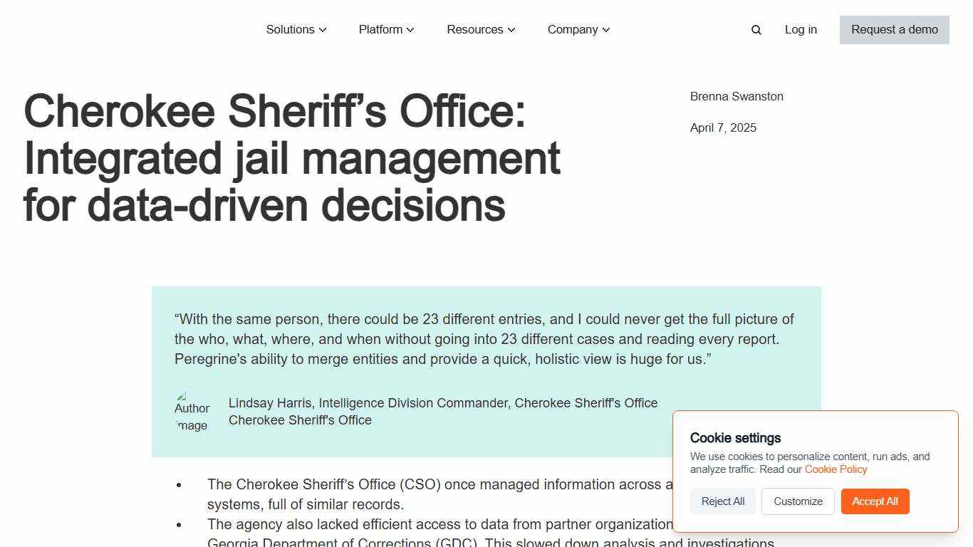 Cherokee Sheriff’s Office: Integrated jail management for data-driven decisions